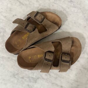 Birkenstock Toddler Arizona Taupe Suede Leather Sandals Size 27 or toddler 9